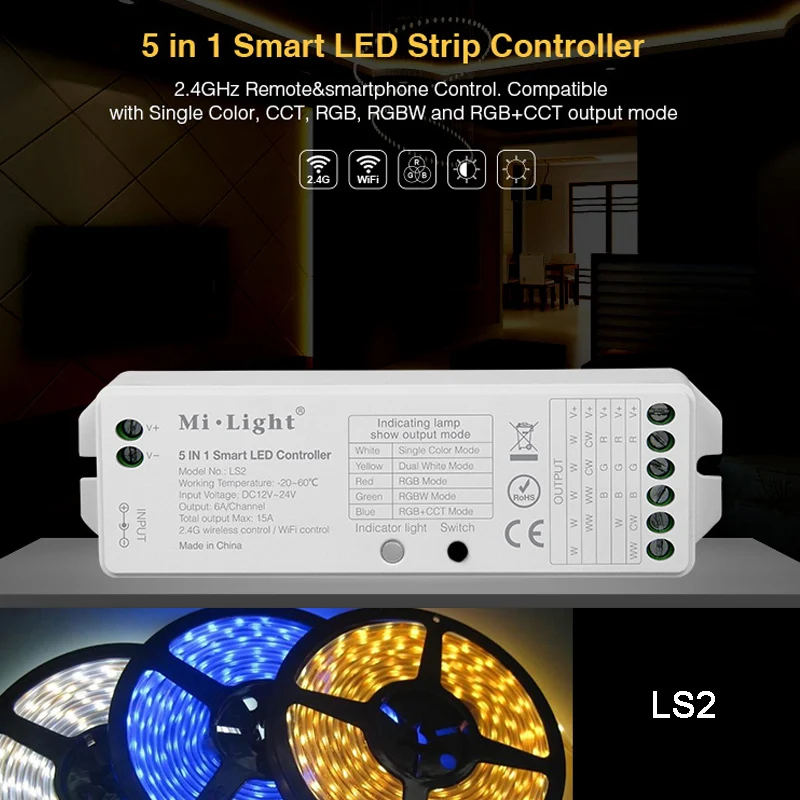 Miboxer 2 4G RGB + CCT Беспроводная 8 зонная дистанционная настенная сенсорная панель LS2 5 в