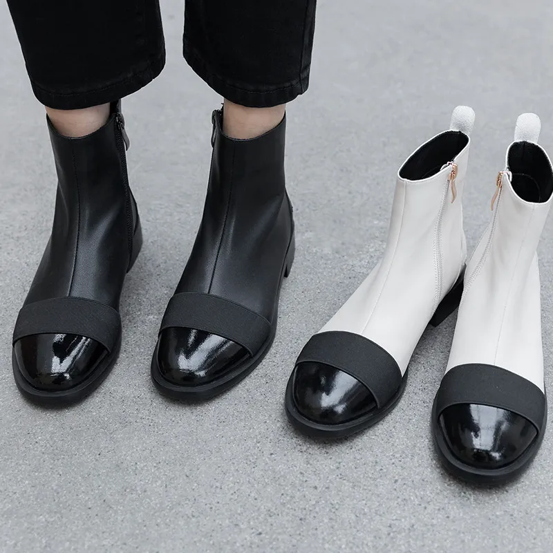 Masgulahe 2020 new arrival women ankle boots round toe zip autumn comfortable fashion square low heels casual shoes woman | Обувь