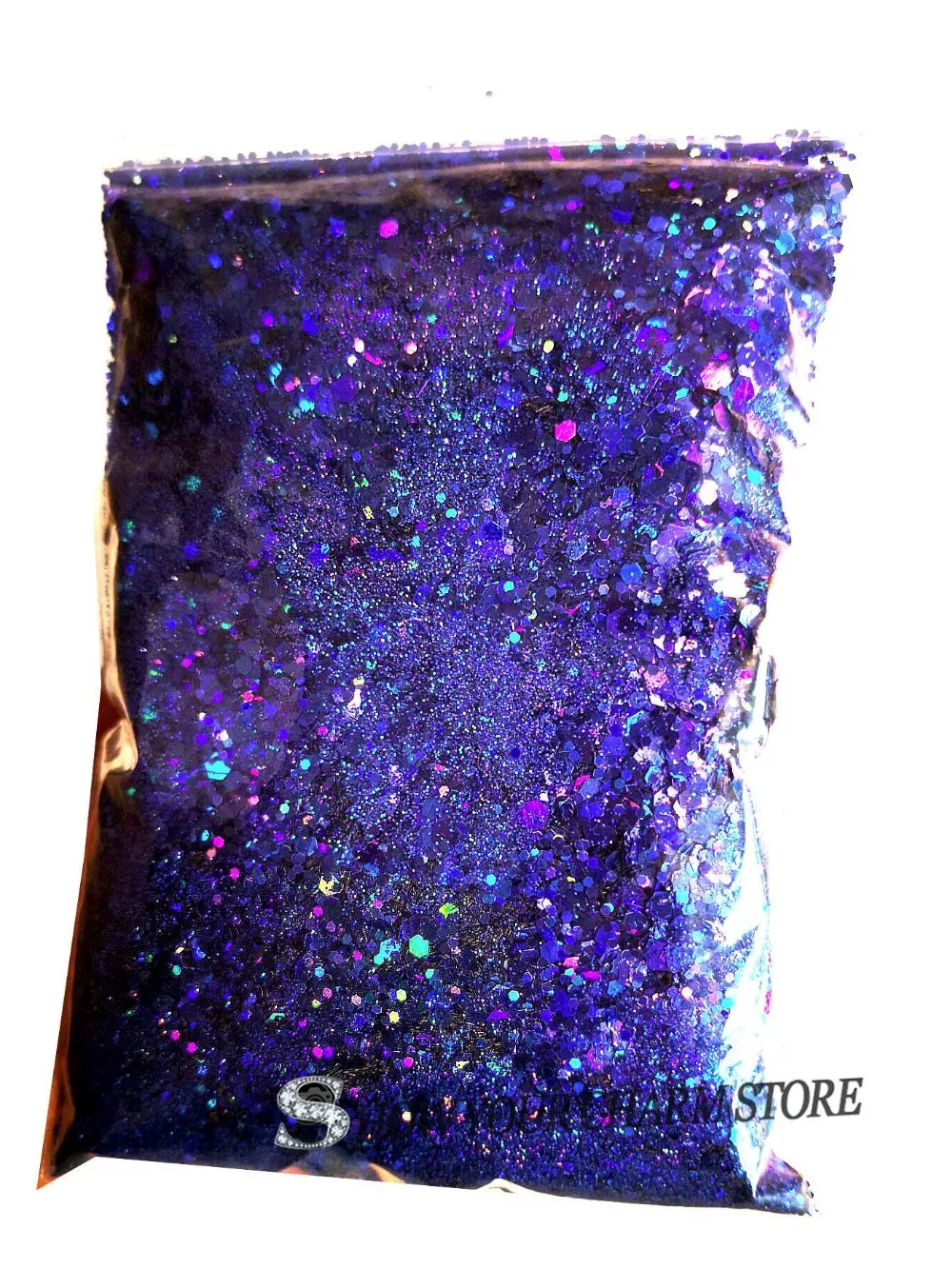 Holographic Laser Solvent Resistant blue/ purple red Color Glitter Mix Hexagon Paillette Spangle Powder Shape Glitter Nail art
