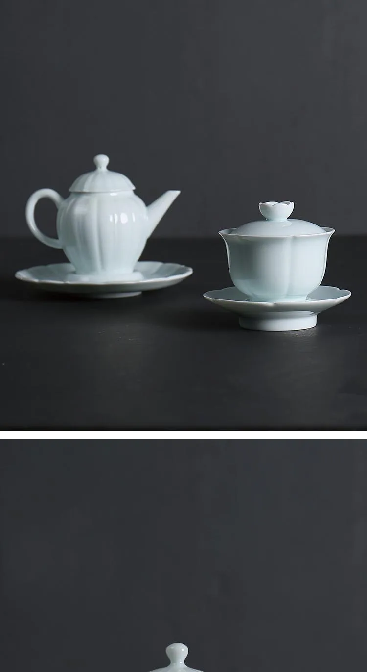 Цзиндэчжэнь нефритовый фарфор Gaiwan чайный горшок офисный чайный набор кунг-фу посуда чайная чаша рукоять чайник кофе молочный горшок Декор