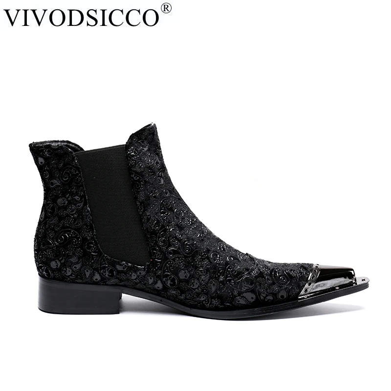 VIVODSICCO/модные мужские ботинки; кожаные итальянские черные роскошные модные повседневные ботильоны; Мужская обувь для свадьбы и бизнеса
