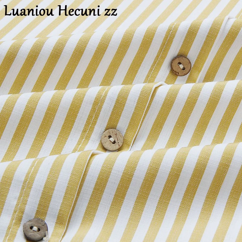 Chu Ni V neck striped dress women Summer bow sashes buttons cotton plus size female dresses Casual vintage long green vestidos | Женская