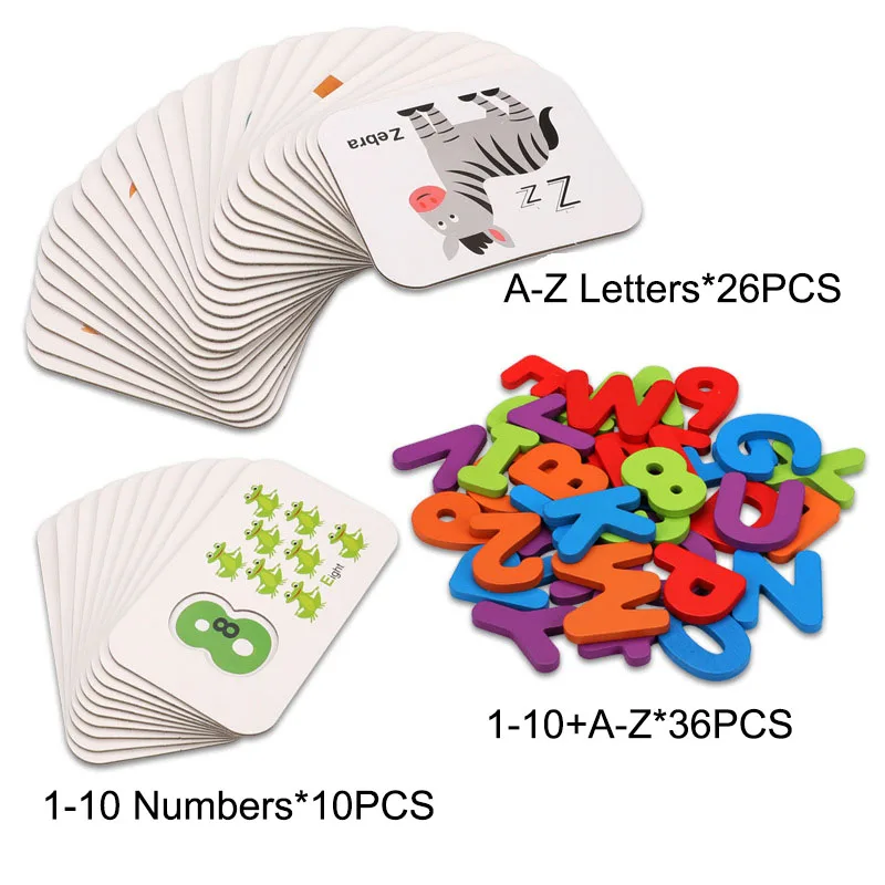 

English Matching 3D Alphanumeric Card Set Double-sided Stereoscopic Cognitive Educational Jigsaw Puzzle kid Baby learningToys