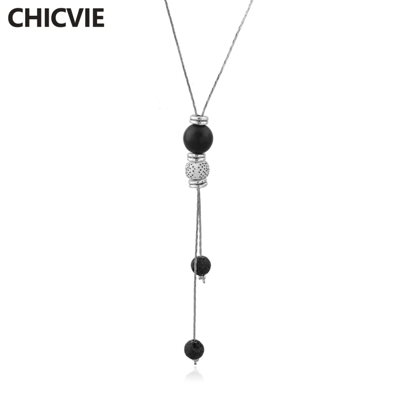 CHICVIE новое женское серебряное ожерелье с подвеской и эффектное ювелирное из лавы