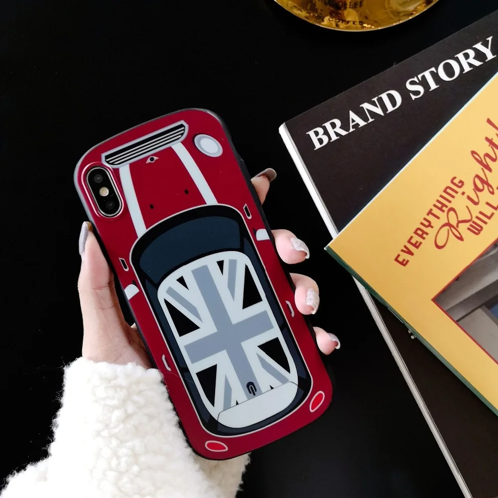 Luxury New Car Soft silicon Cover For iPhone XR XS Max X Cute UK National flag MINI phone Case 6 6S 7 8 Plus coque |