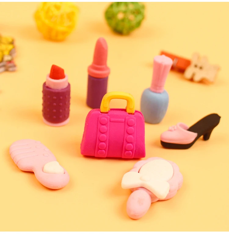 8 шт. Модный женский косметический карандаш ластики Kawaii косметический ластик сердце подарочная коробка Канцелярский парфюмерный мешок резиновый ластик для школы