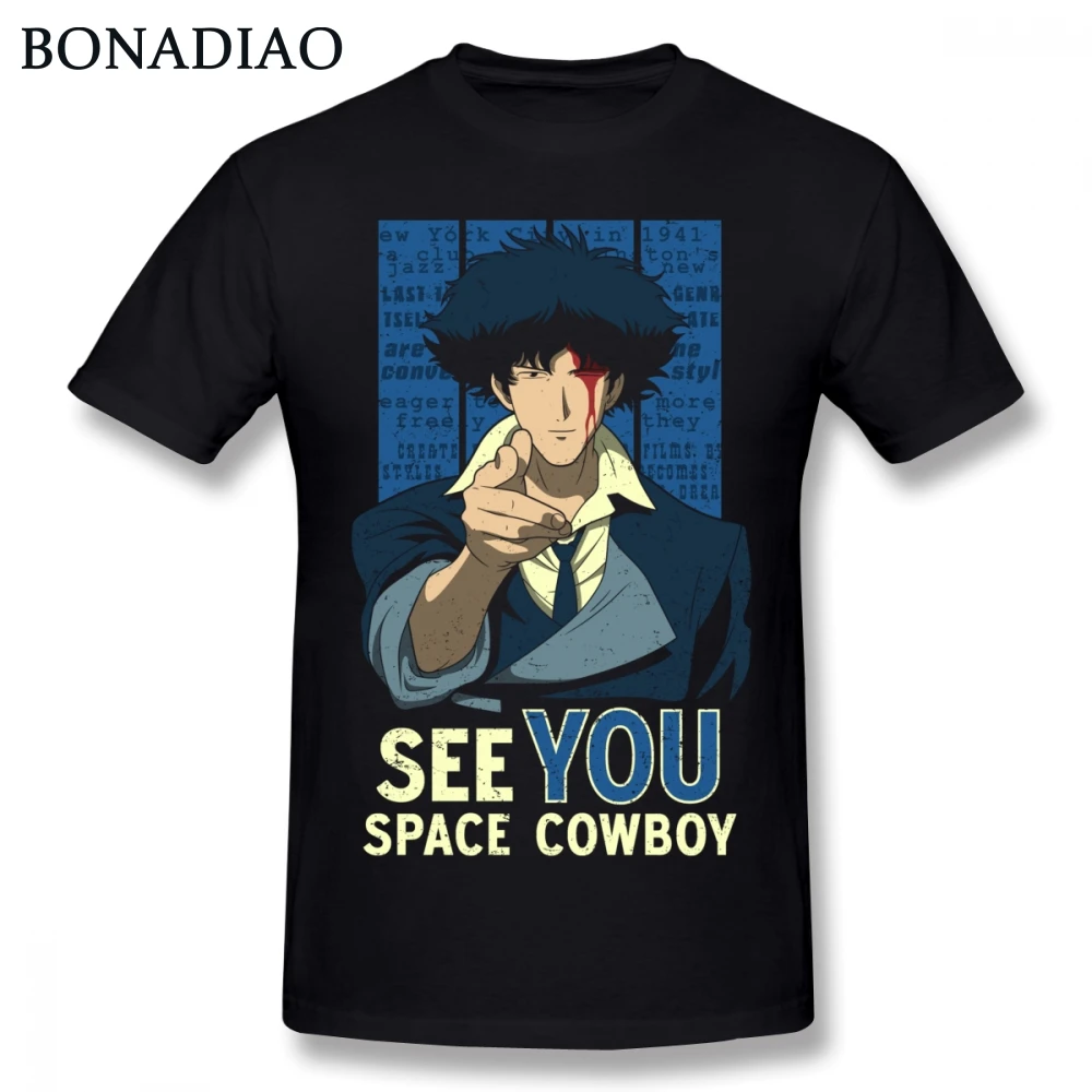 Футболка мужская Cowboy Bebop See You Space Спайк Шпигель качественная футболка с японским