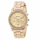 Женские кварцевые часы Geneva, классические часы с тремя глазами из нержавеющей стали и металлом, украшенные кристаллами, 2019