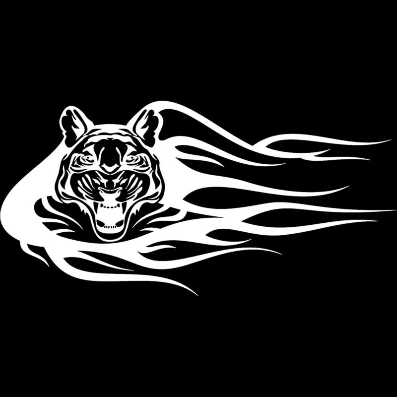 

25X12.5CM TIGER THE Flames Bardian Vinyl Car Sticker Motorcycle Decal Black Silver S6-2330