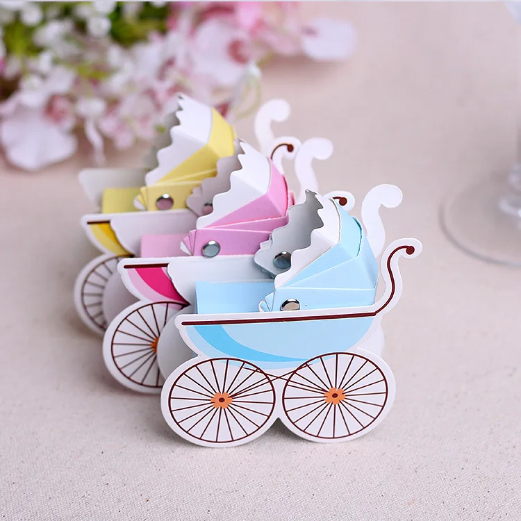20 шт. свадебная детская коляска коробка в розовом и синем цветах конфет для дня