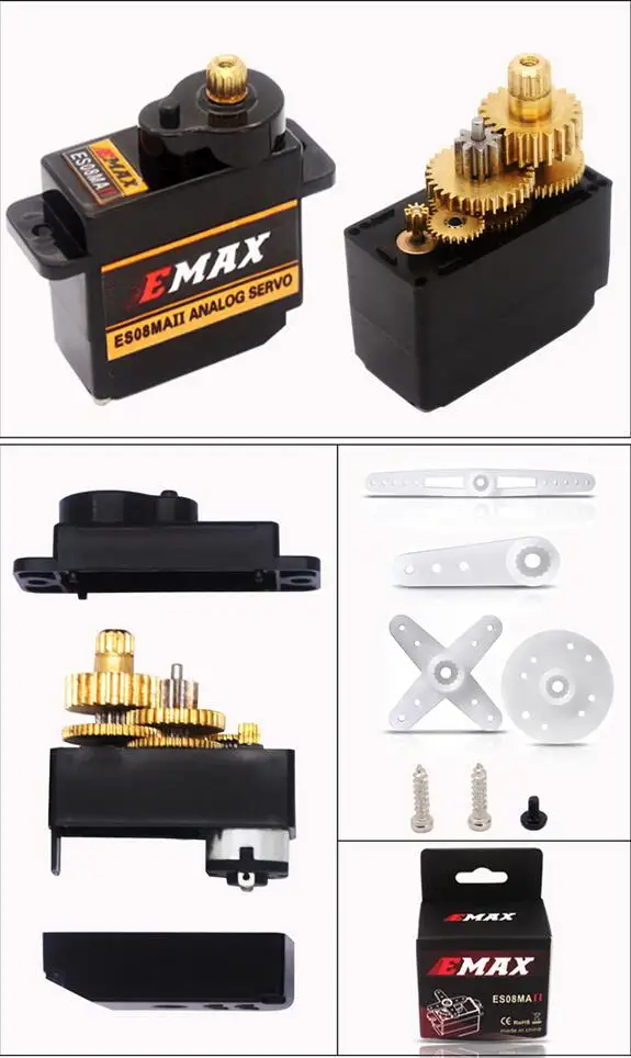 RC сервопривод EMAX 08MA крутящий момент 2 кг 12 г мини металлическая Шестерня