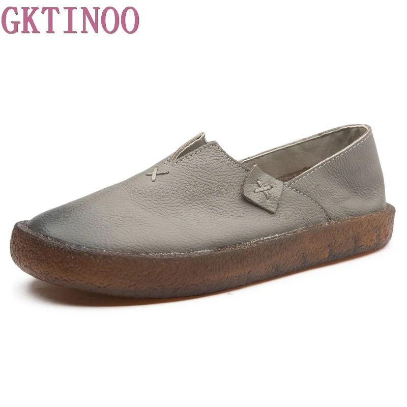 Туфли GKTINOO женские из натуральной кожи дизайнерские без застежки плоская подошва