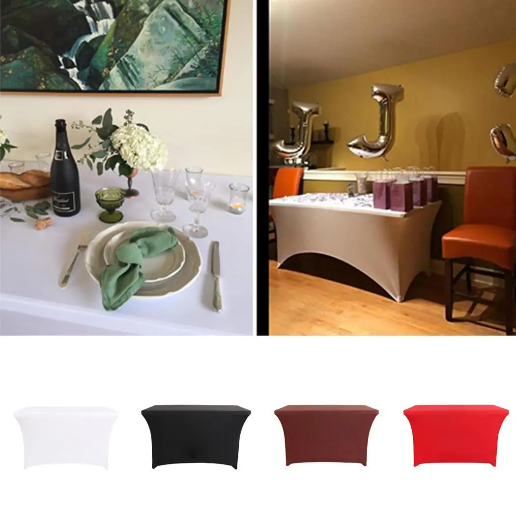 Скатерть-тянущка для столов прямоугольной формы черного, кофейного или белого цвета с эластичными краями для гостиничных заведений и дома.