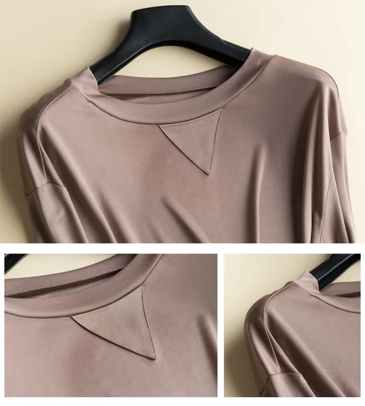 Осенняя одежда новая шелковая футболка с длинным рукавом 2021|t-shirt with long sleeves|silk