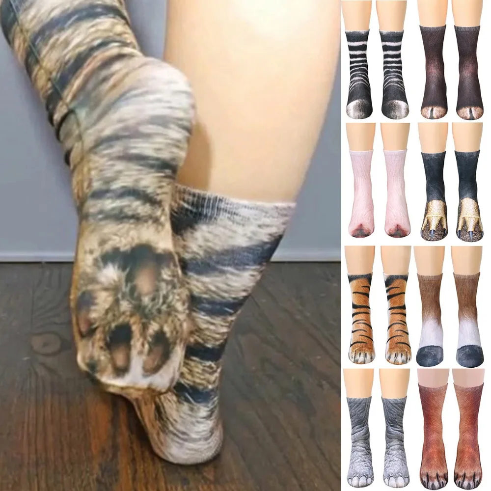 3D печать животных ноги копыта лапы Crew носки для взрослых цифровой моделирования