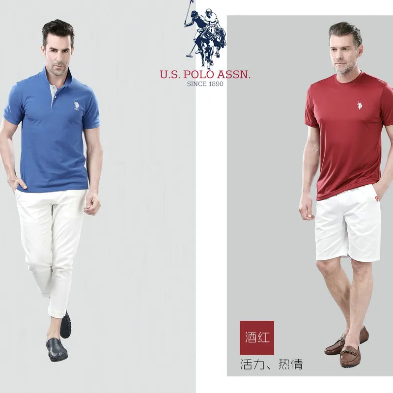 Элитный бренд U.S POLO Assn Для мужчин топы хлопок вышивка короткий рукав