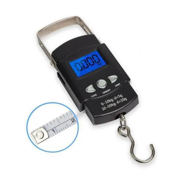 None LCD 110lb/50kg Portable fishing grip Electronic Scale with Tape Practical Fishing Tool tape measure home | Спорт и развлечения