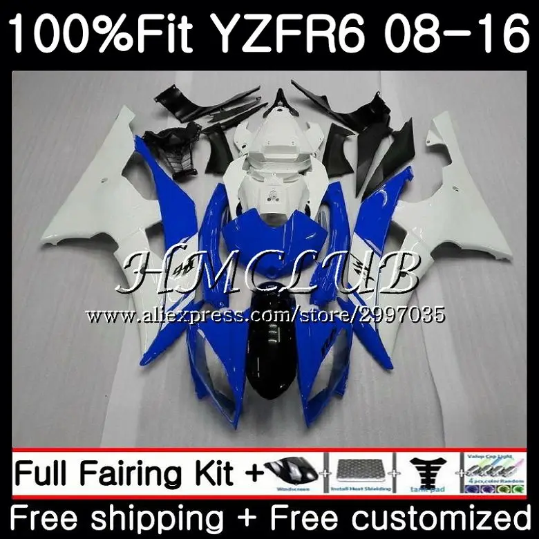 Инъекция для YAMAHA YZF600 YZF-R6 2008 2013 2014 2015 2016 17HC.19 YZF 600 R6 R 6 YZFR6 синий белый 08 13 14 15 16