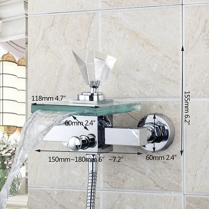 Смеситель для ванной со стразами и стеклянным носиком водопада|bathroom faucet|mixer faucettap