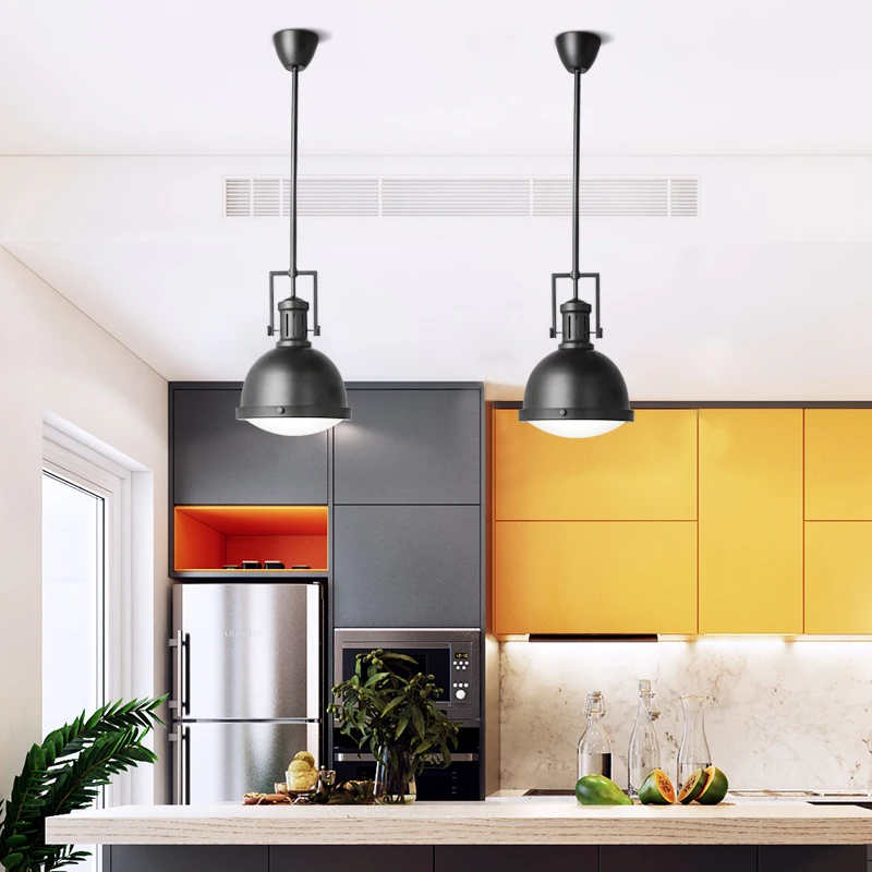 

Iron Industrial Pendant Light Fixture Vintage Hanging Lamp LED Retro Pendant Lights Bar Living Room Glass Suspension Luminaire