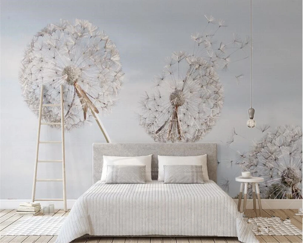 

beibehang Dream fashion three-dimensional papel de parede wallpaper simple dandelion blue sky white clouds Nordic TV backdrop