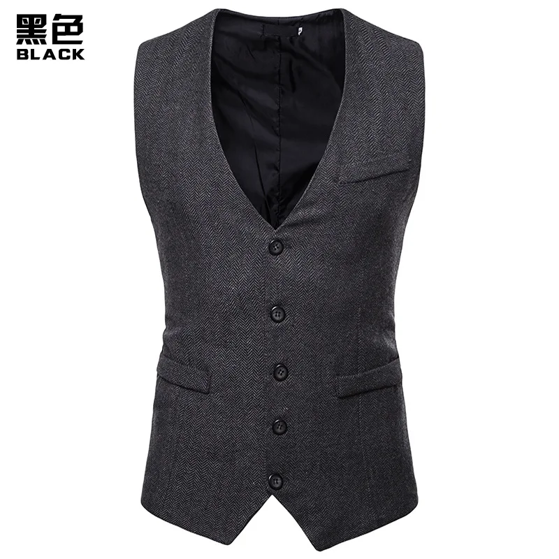 

2020 Spring New Vest Men Fashion Casual Business Dress Vests Men Gilet Suit Vest Chalecos Para Hombre Single Row Multi-button