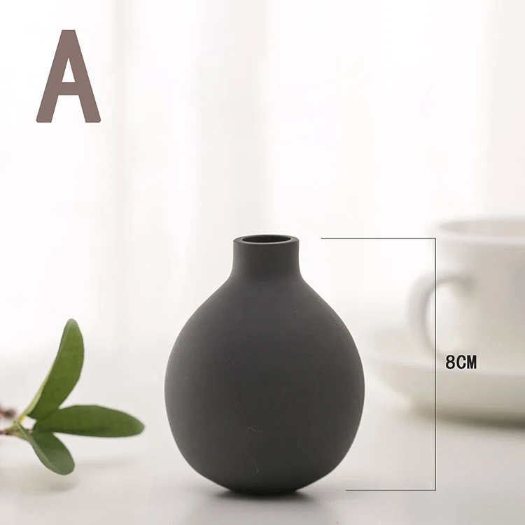 A Dark grey 8cm Европейская керамическая ваза, серые мини вазы, креативная ручная работа, матовый песок, Маленькая ваза, ремесла, модные украшения дома, аксессуары - Цвет: A Dark grey 8cm