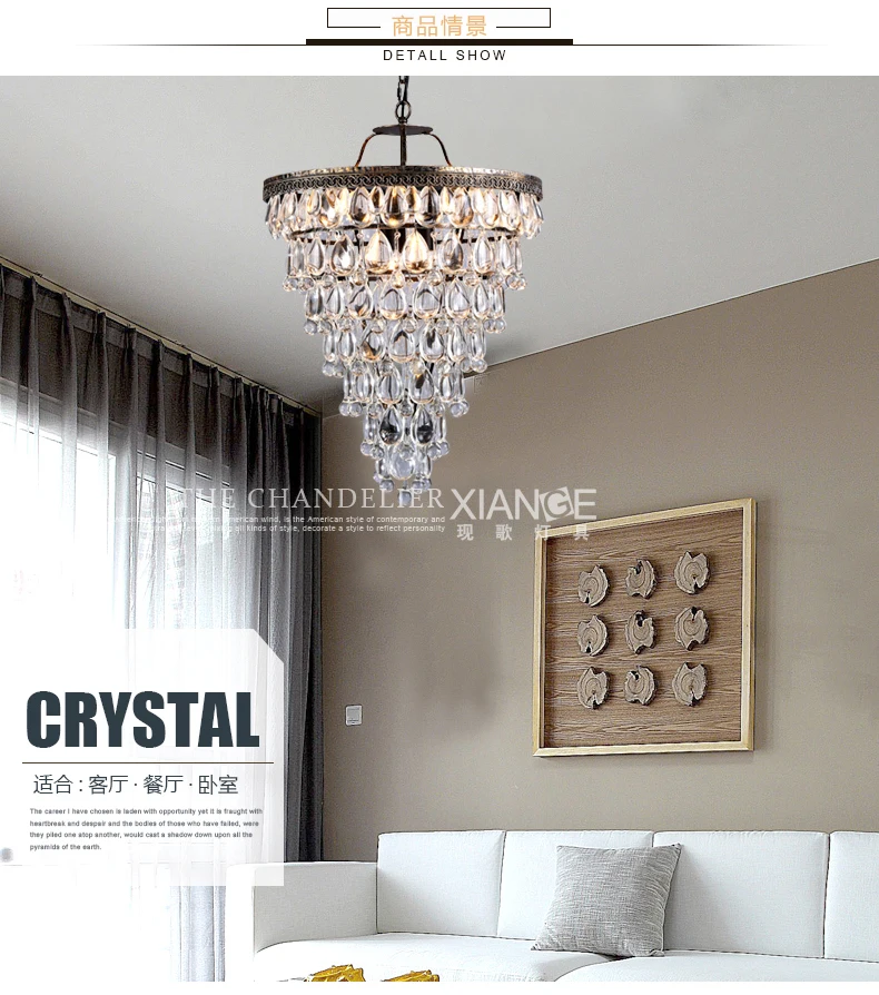 American crystal chandelier round living room dining retro lamp drop clothing store personality led | Лампы и освещение
