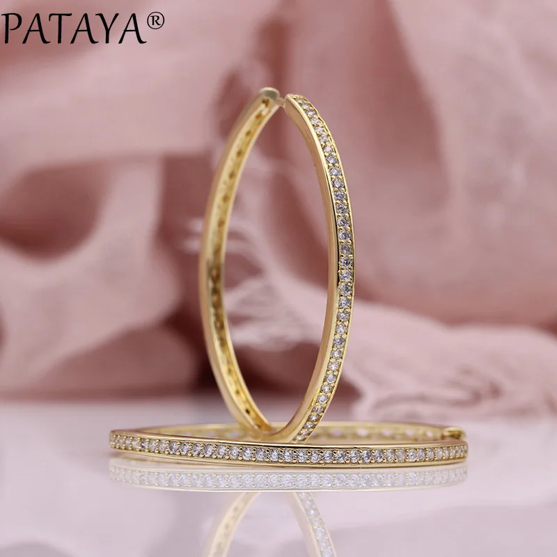 Серьги PATAYA женские большие круглые модные роскошные с отверстиями из розового