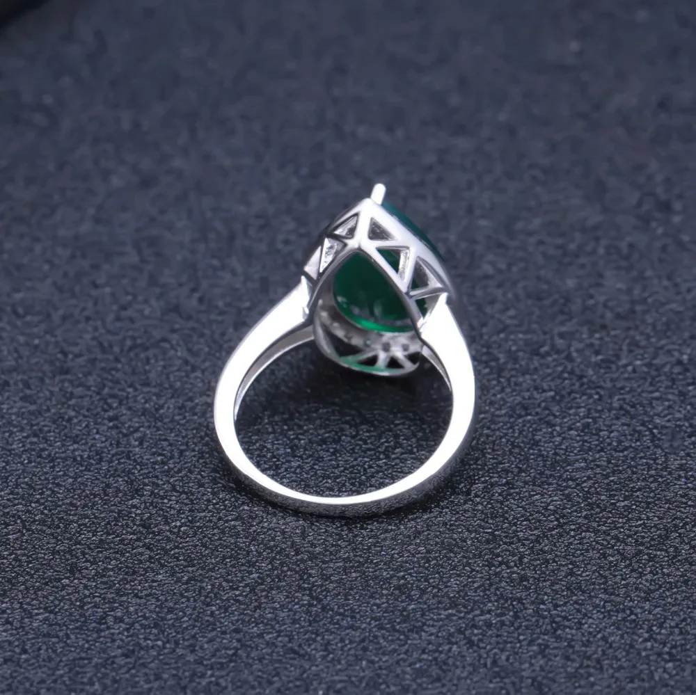 Женское кольцо из серебра зеленый агат натуральный камень пробы в форме капли