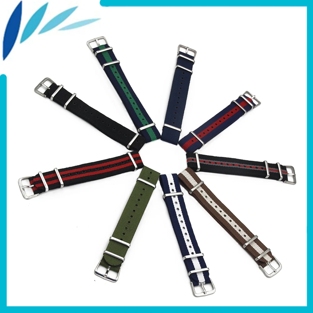 

Nylon Watch Band 18mm 20mm for DW Daniel Wellington Stainless Steel Pin Buckle Strap Wrist Loop Belt Bracelet Black Brown Red