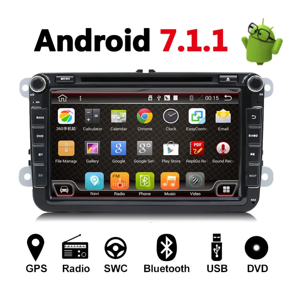 Двойной 2Din Android 7 1 DVD мультимедиа плеер для Volkswage Гольф MK5 MK6 Passat B5 B6 Tiguan Polo skoda Octavia