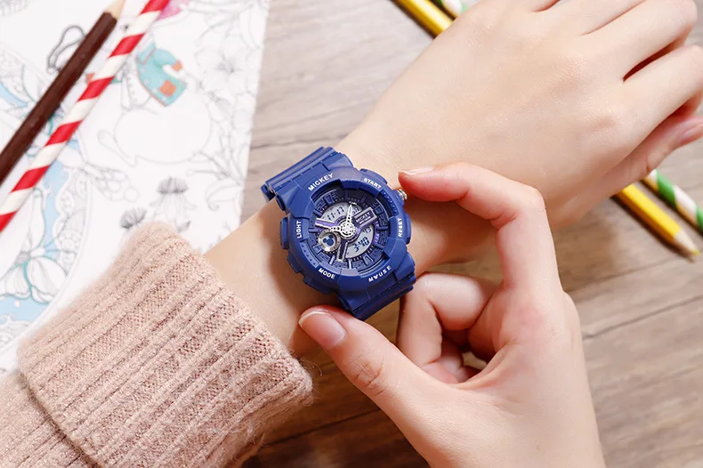 Disney Микки Маус обувь для мальчиков часы бренд Multi-function электронные часы девушка световой часы детей