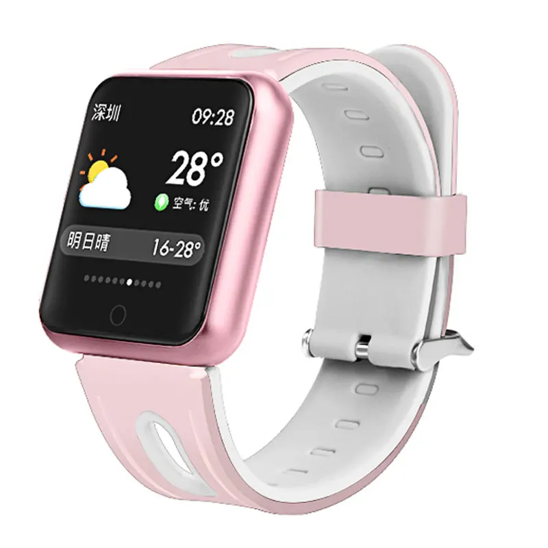 pink Silicone Смарт-часы P68 группа IP68 поддерживает динамический сердечный ритм/монитор артериального давления NRF52832 QFAA Портативный адсорбции металлический ремешок - Цвет: pink Silicone
