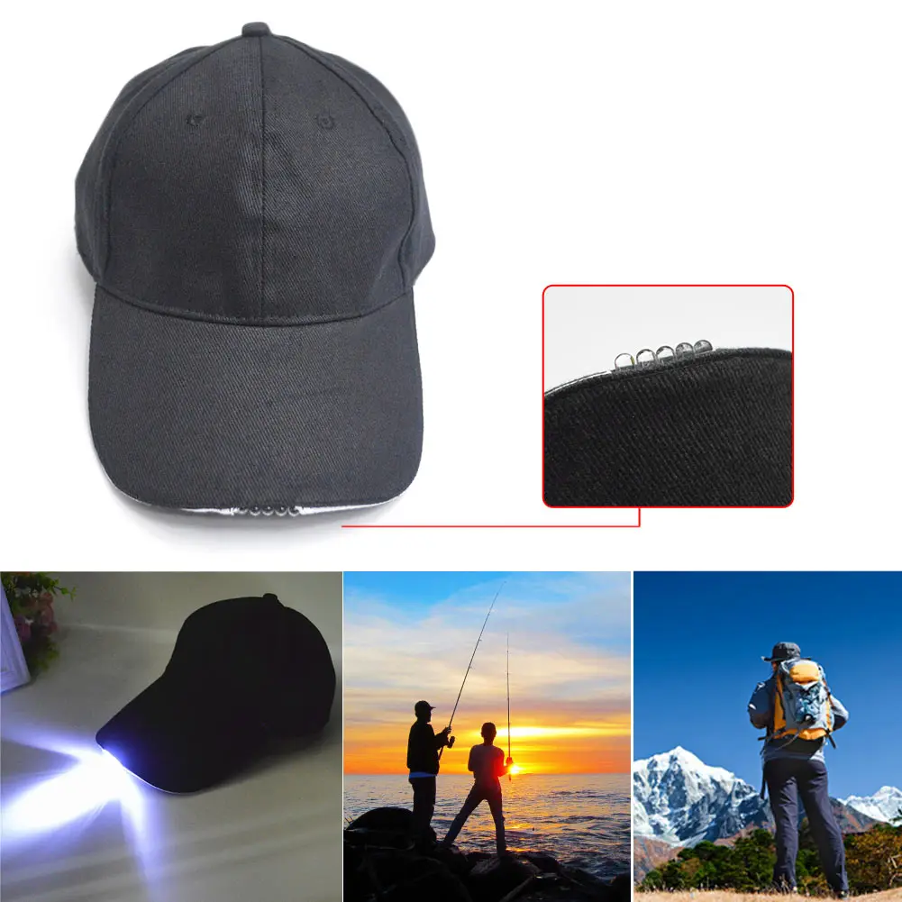 Уличная Кепка унисекс с 5 Светодиодами для занятий спортом ночной рыбалки