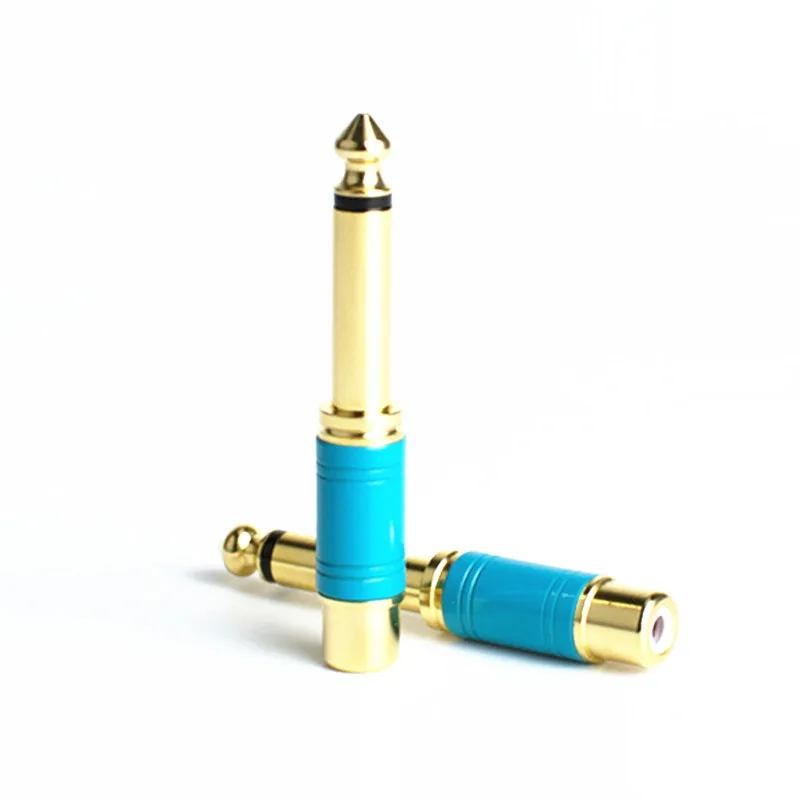 10 шт./лот медный 6 35 мм 1/4 &quotМужской моно штекер к RCA гнезду аудио адаптер
