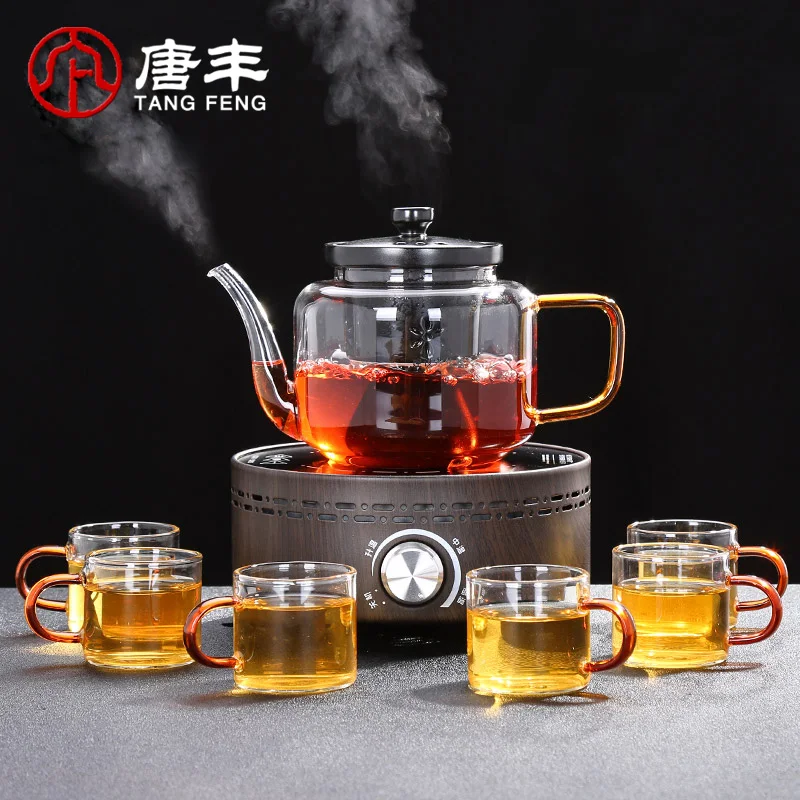 

Hot sale European Household Tea Drinking Heat-Resistant Glass Tea Boiler Teapot Teacup Steaming Kungfu Teaware Tea Maker Set