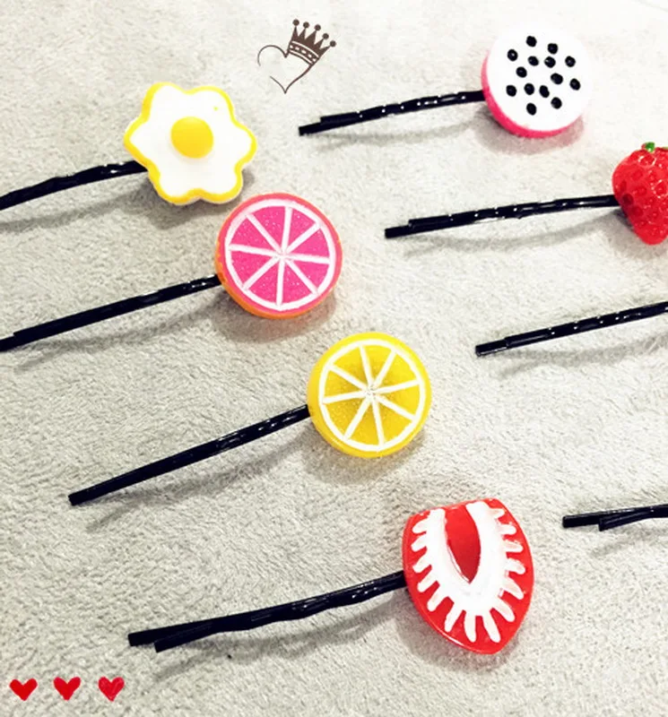 Супер милые заколки в стиле Харадзюку модные Мультяшные фрукты конфеты серия