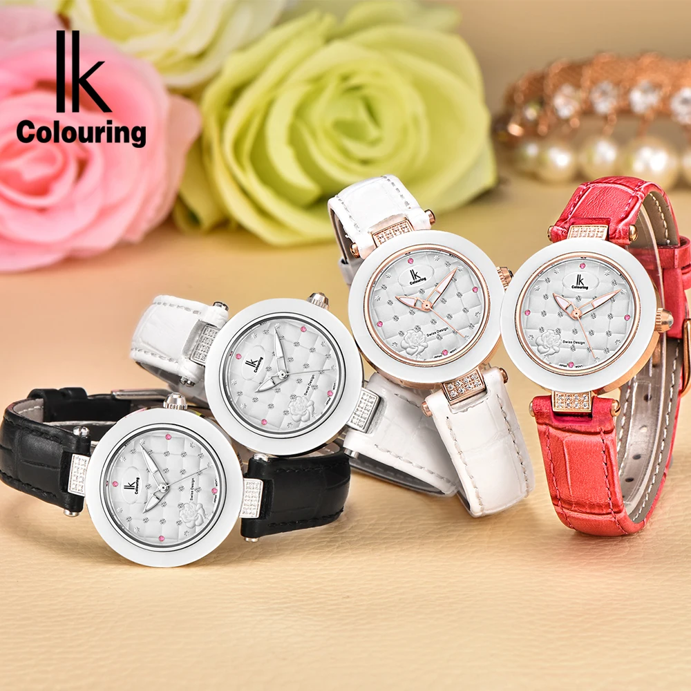 Женские кварцевые часы IK водонепроницаемые со стразами и шипами 10ATM|mujer|mujer reloj |