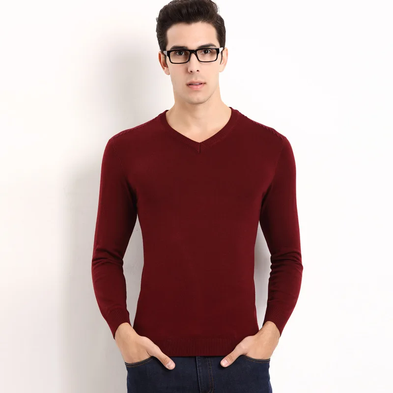 2017 Повседневное Slim Fit свитер Для мужчин Классические Однотонная одежда пуловер