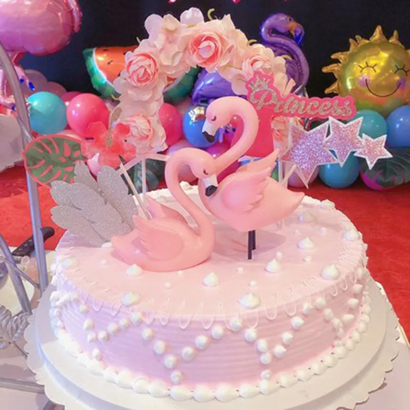 Крылатые украшения в виде фламинго украшение для торта на день рождения шапка