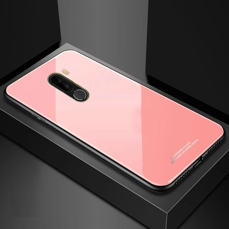 pink Yuetuo роскошный стеклянный чехол mi rror для xiaomi pocophone F1 poco F1 mi F 1 силиконовый чехол для телефона футляр ТПУ - Цвет: pink