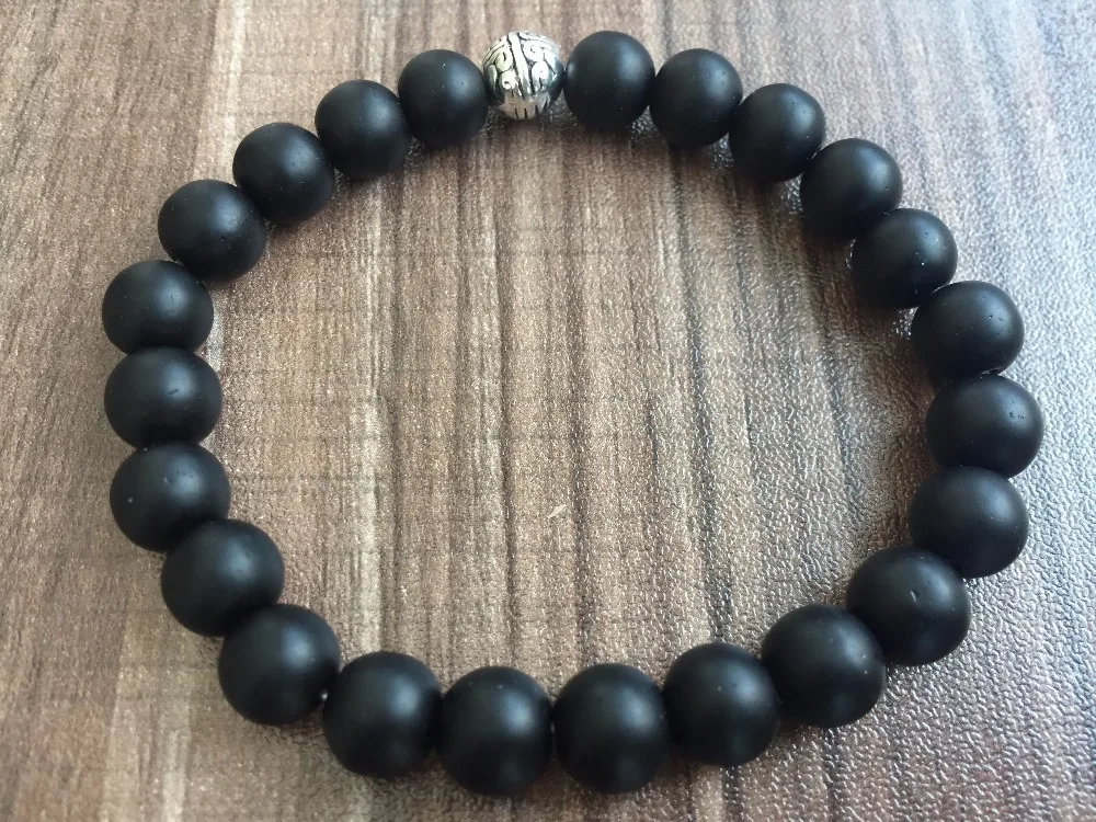 Натуральный камень 8 мм матовый черный оникс браслет бусины в стиле йомолитва Ги