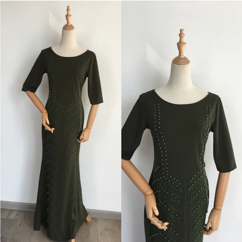 Черный OTEN Vestido de festa женское платье с коротким рукавом и круглым вырезом, элегантное женское вечернее платье с бисером, длинное вечернее белое платье - Цвет: Черный