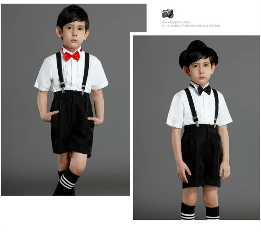 2019 Summer New Baby Shirt Children Casual Student Short Sleeve Shirt/White Long Bow Lapel Buttons |