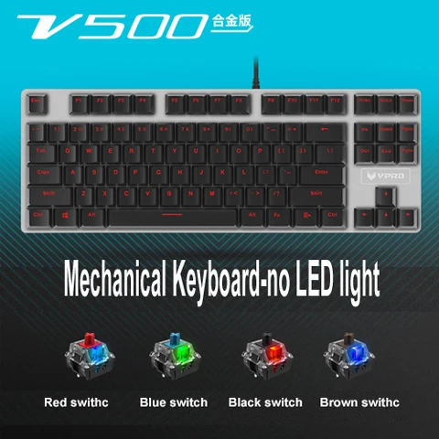 no light version Rapoo v500 сплава версия механическая игровая клавиатура с 1.8 м usb кабель для рабочего стола компьютера ноутбука teclado gamer - Цвет: no light version