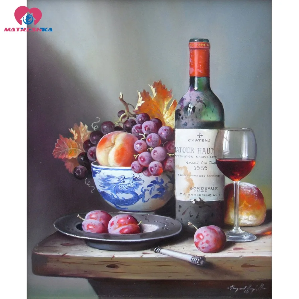 Бриллиантовая украшающая картина для бутылки вина грейпфрут Алмазная мозаика