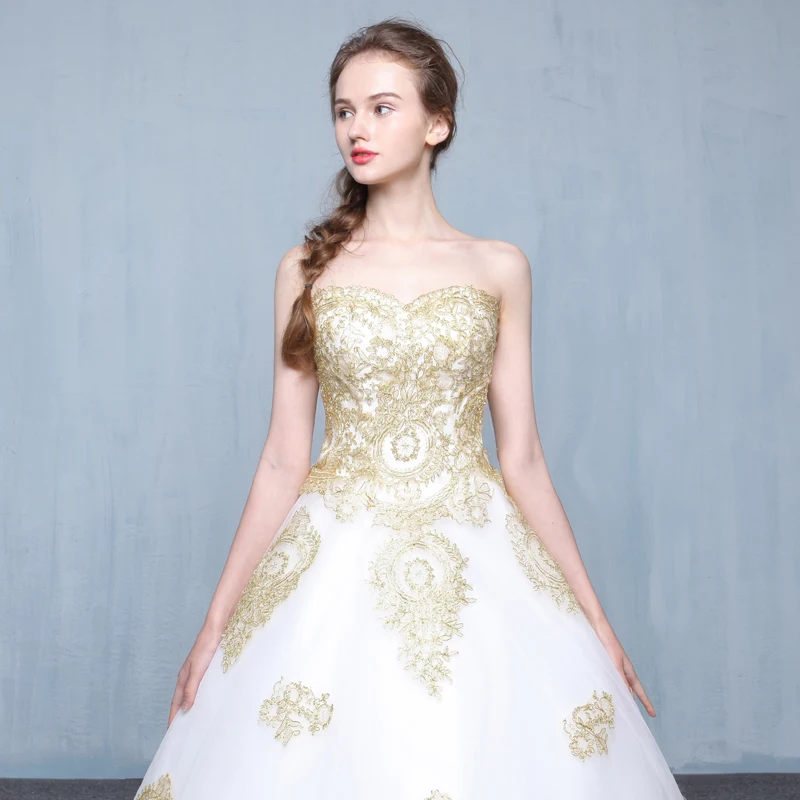 Женское платье с длинным шлейфом FADISTEE Золотое кружевное из тюля для свадебной