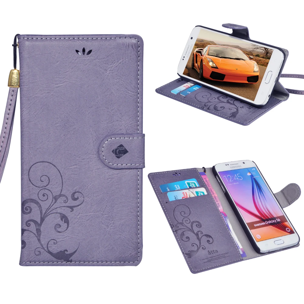 Retro Flower Pattern Capa Phone Cases For Samsung Galaxy 2017 NOTE4 NOTE5.S5.S6. S6 EDGE Flip Book Leather Card Wallet Stand | Мобильные