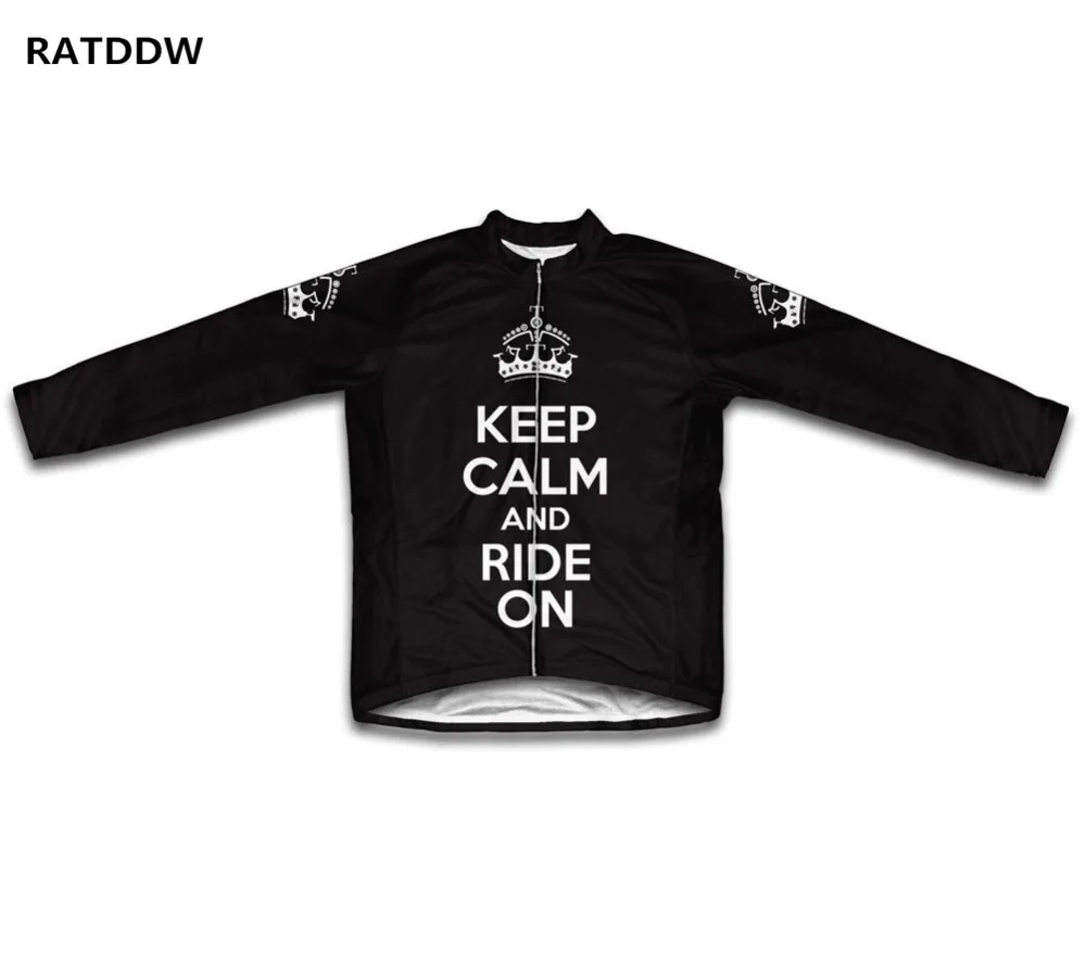 

Зимняя Теплая Флисовая одежда для велоспорта Keep Calm and Ride, зимняя велосипедная флисовая веломайка, 10 цветов, высокое качество